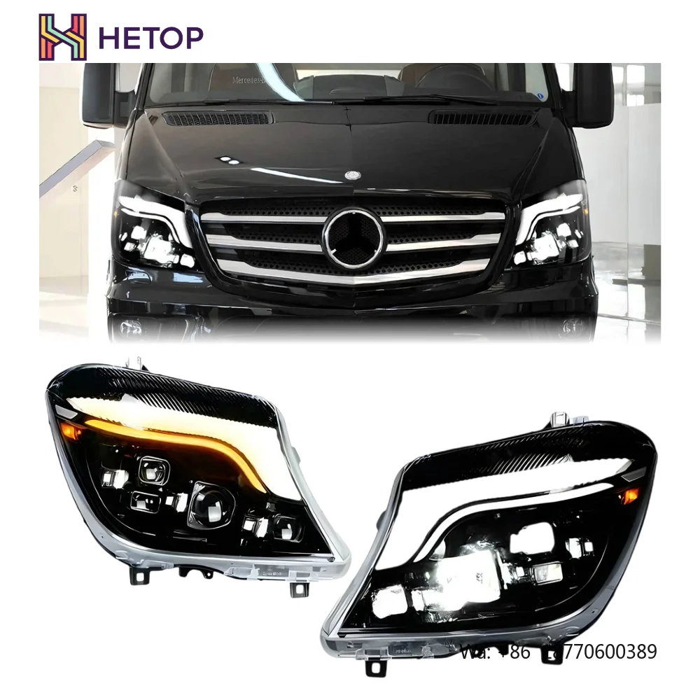 Фото Фары HETOP Sprinter 2014-2018: Обновленные светодиодные проекционные фары с ДХО для Mercedes-Benz №1