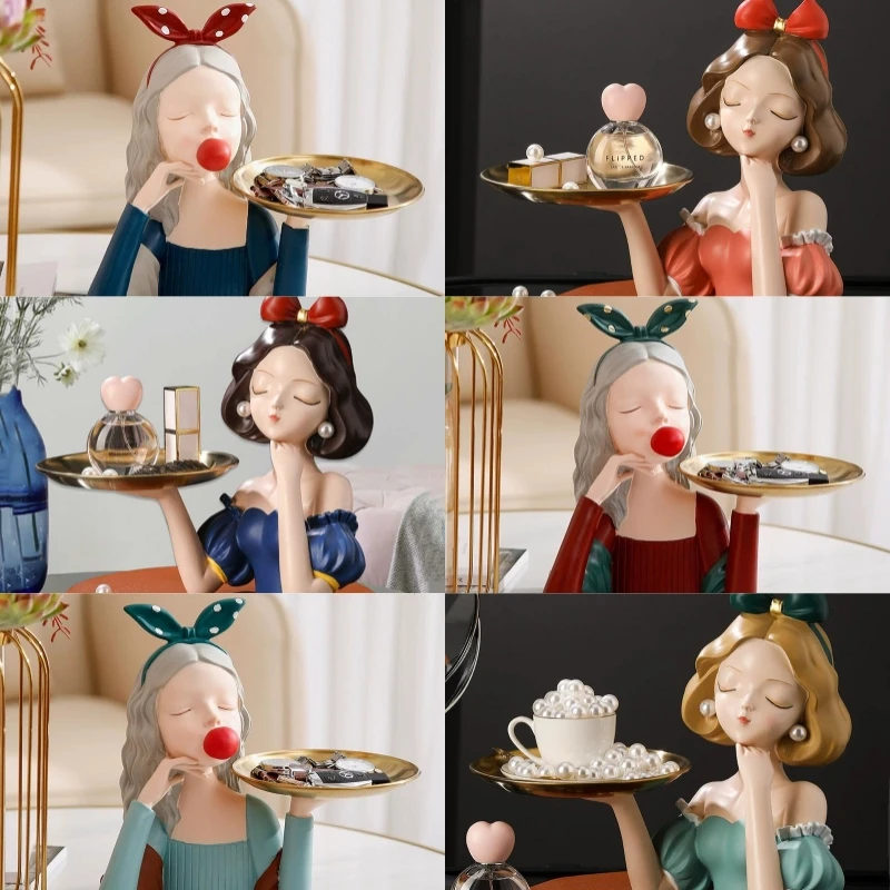 

Nordic Style Bubble Girl Storage Tray Decoration Home Desktop Creative Princess Crafts Candy Key Storage Decoration