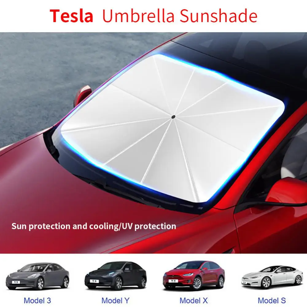 

Солнцезащитный зонт на лобовое стекло автомобиля, защита от УФ-лучей, солнцезащитный козырек, переднее окно, солнцезащитный козырек для серии Tesla модели 3/Y/X
