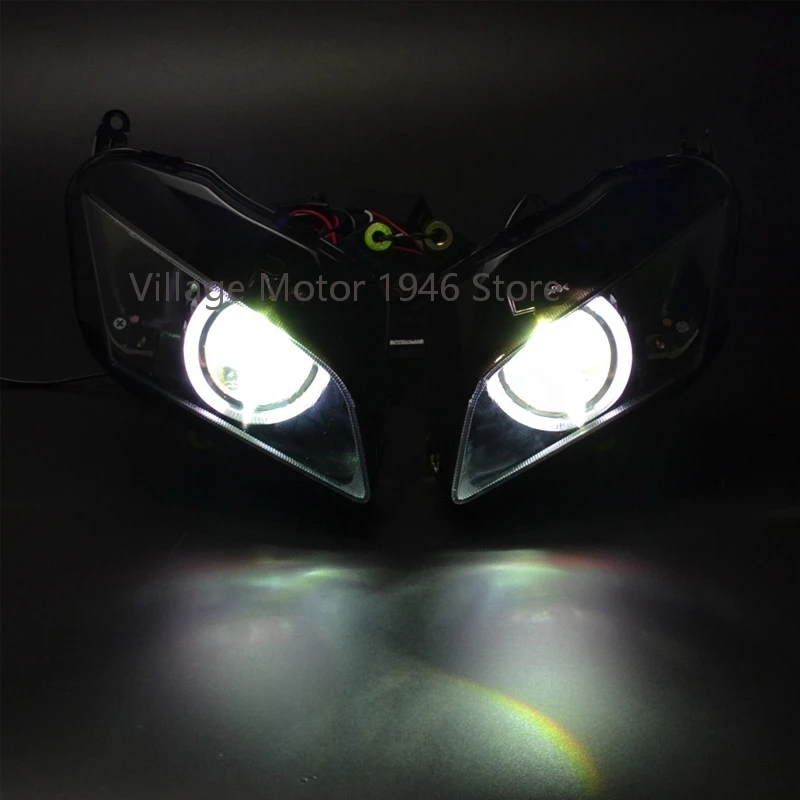 Передняя фара для мотоцикла лампа головного света с HID белым ангельским глазом