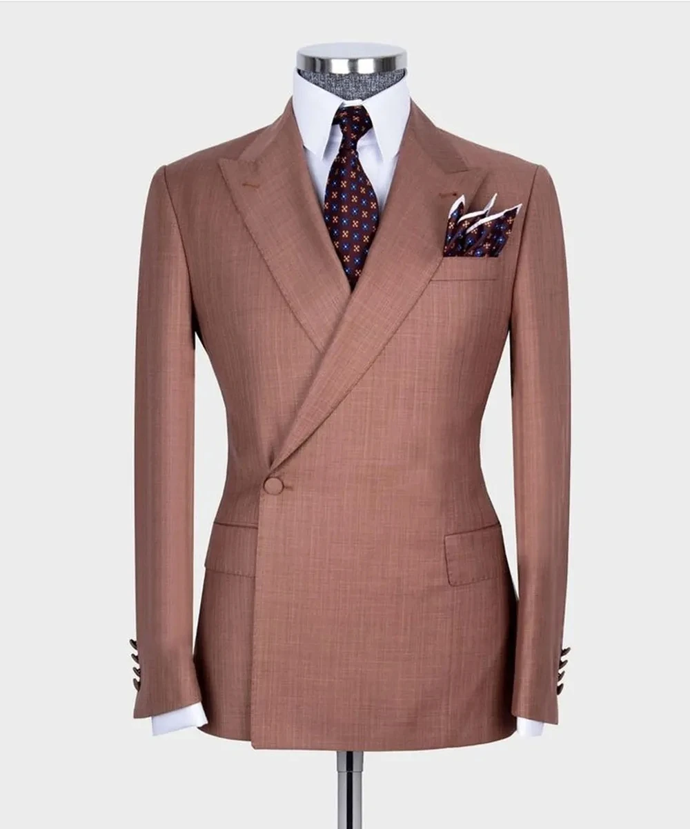 Diagonal Buckle Groom Prom Tuxedo Terno Masculino Blazer Trousers For Wedding Jacket Pants Outfit