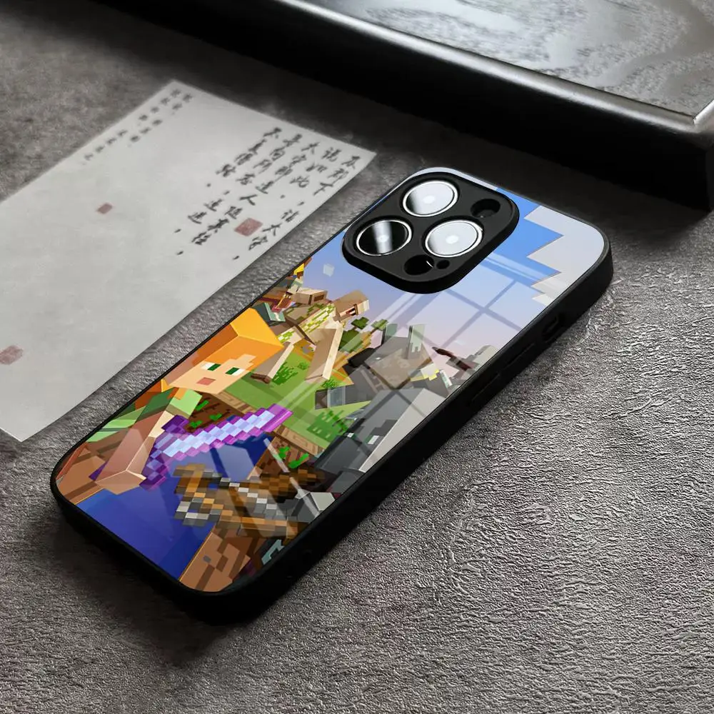 Чехол для телефона Game M-Mine-craft Movie для iPhone 15 Pro Max 14 Plus 17 Pro Max 12 11 13 X XR XS 16 Plus Air SE, стеклянный чехол (art.: 3920dabe4d64e) - 3920dabe4d64e