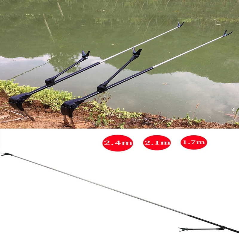 2.4M 1.7M Adjustable Fishing Rod Bracket Stainless Steel Telescopic Holder 360° Support Stand Foldable Fishing Tools Accessories