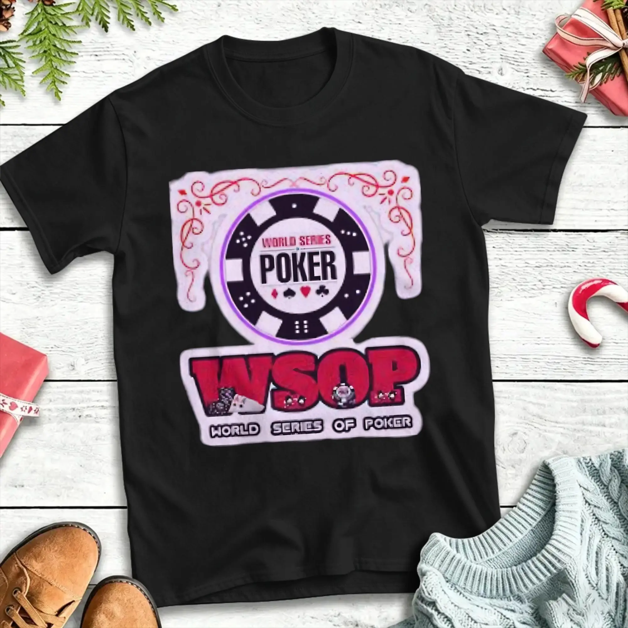 Фото Футболка Wsop Free Chips, летние оригинальные футболки, мужские хлопковые футболки с круглым вырезом 4XL, 5XL, 6XL, одежда, винтажные топы с короткими рукавами №1