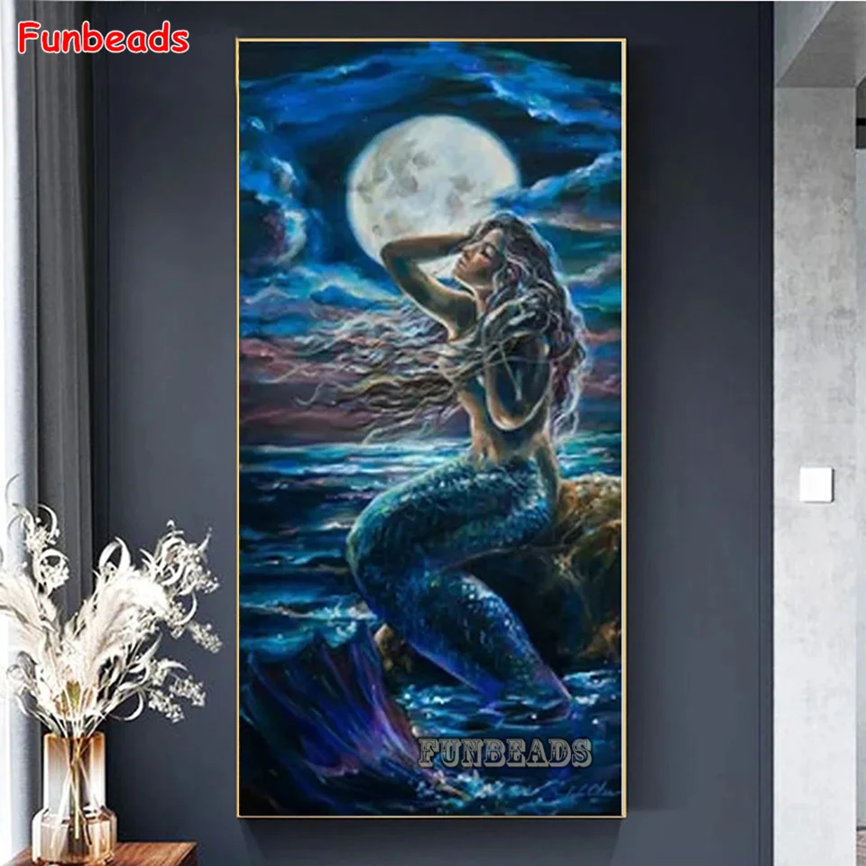 

5D "сделай сам", фотообои с абстрактным красочным лунным светом, искусственная вышивка крестиком, домашний декор GG7134