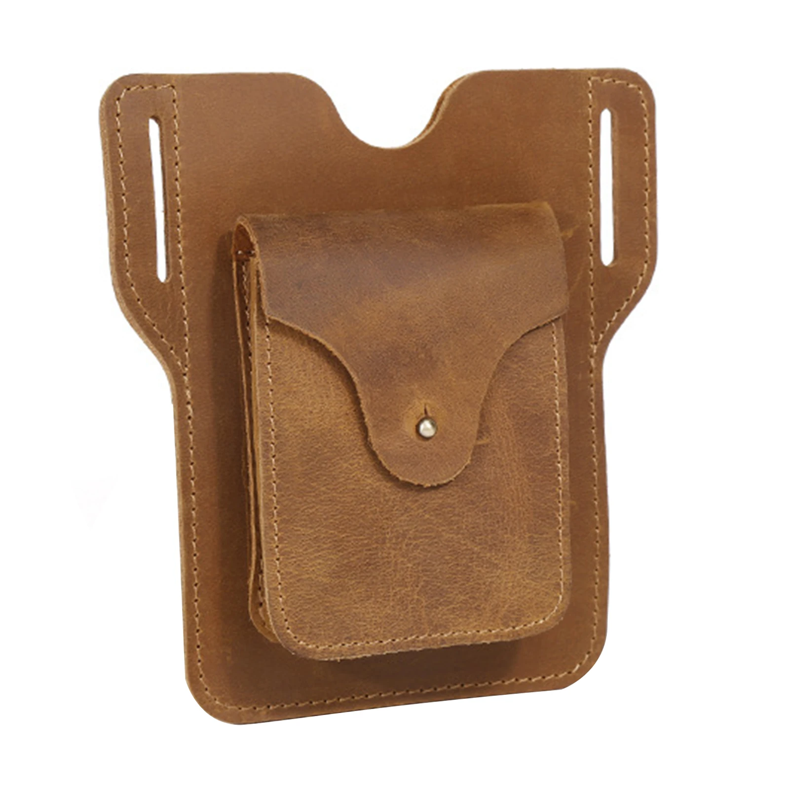 

Men Leather Waist Bag Large Capacity Belt Bag Brown Shoulder Bags Crossbody Bags Purse Pocket Buckle Mobile Phone Bag Bum Pouch