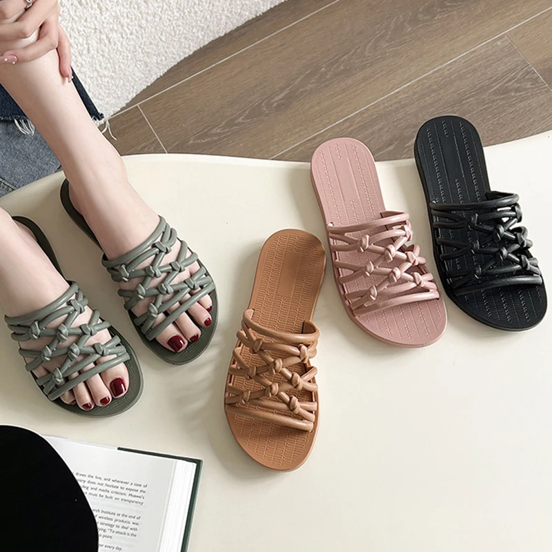 

Женские туфли на плоской подошве женские сандалии-шлепанцы, женские летние сандалии с бантом, тапочки для дома и улицы, шлепанцы, пляжная об...