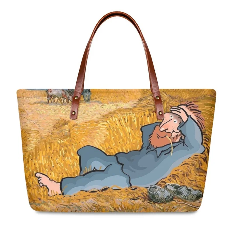 

Van Gogh Style Print Tote Bags Exquisite Woman Large Capacity Bag Beach Travel Storage For Girl Friend Gift Handbag