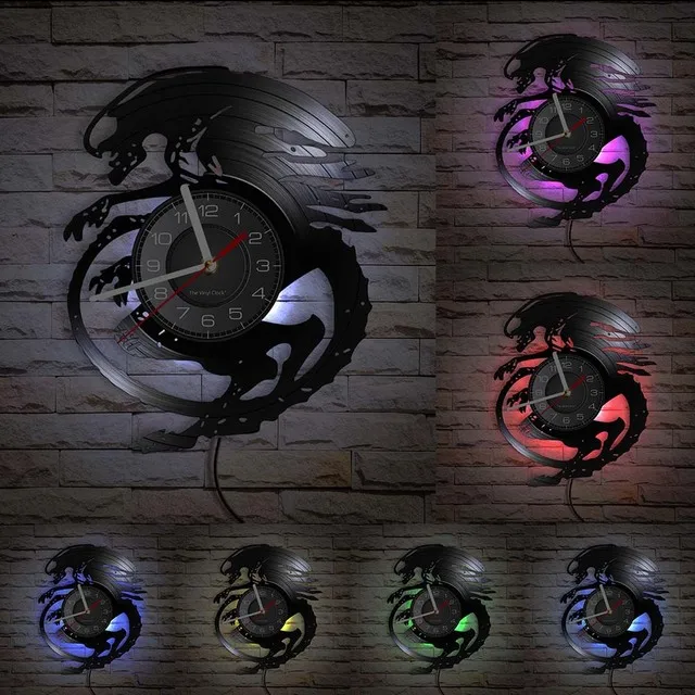 

Настенные часы Alien в стиле фильма «ужасы», винтажный Декор на стену с виниловой пластиной, тихие мужские часы с блюдцем, подарок для геймеров