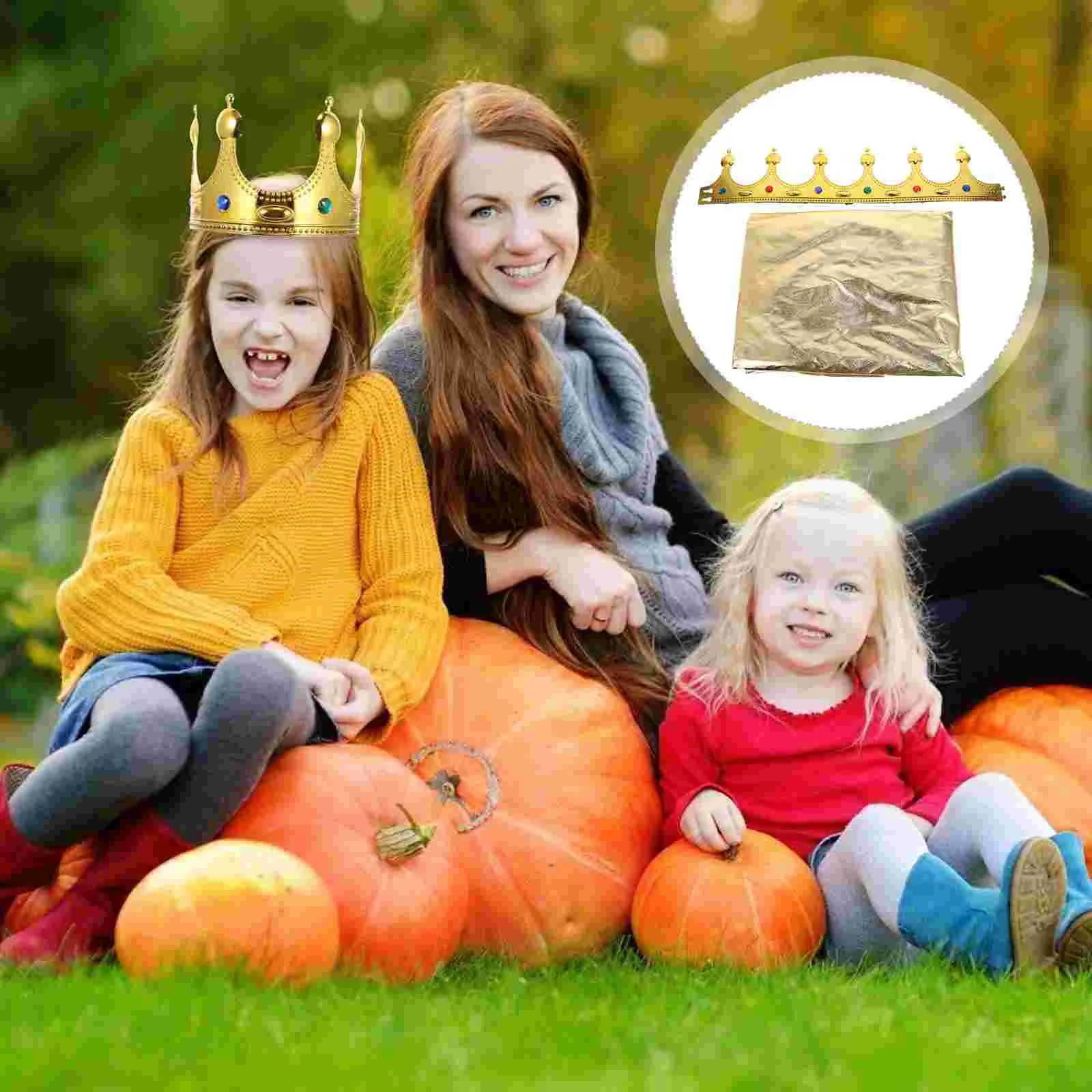 

Cape Crown Set Performance Costume Cosplay Prop Kids Halloween Bright Cloth Prince