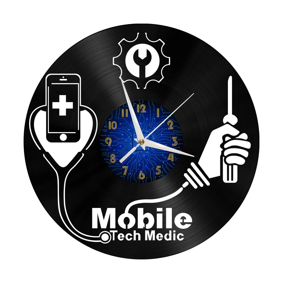 

Mobile Phone Repair Service Vinyl Wall Clock, Vinyl Record Clock Wall Art Silent & Non-ticking