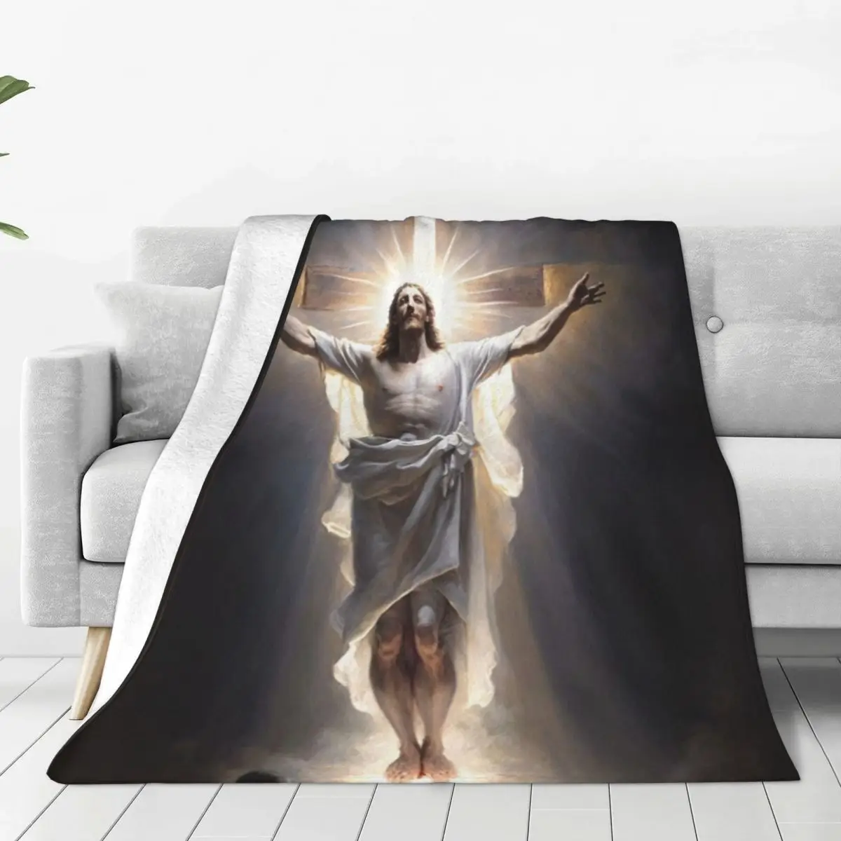 

Jesus Flannel Blanket God Christian Cross Super Soft Throw Blanket for Outdoor Travelling Cute Bedspread Sofa Bed Cover