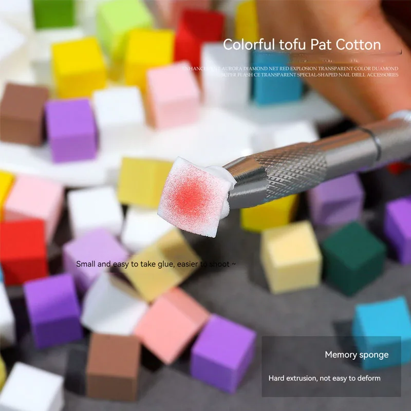 

1cmNail Gradient Blusher Squares Grab Pen Tool Sponge Colorful Tofu Blocks Powder Puff Multi Sided Available PattingGel 20/50PCS