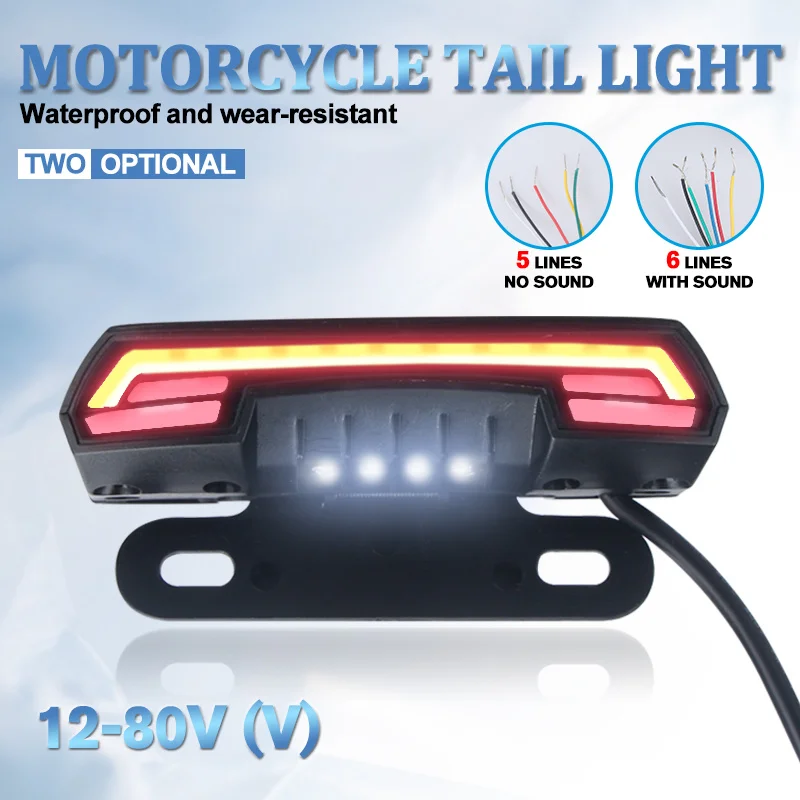

Waterproof Motorcycle Scooter License Plate Lights Tail Rear Brake Stop Double Flash Warning Turn Signal Lamps Dynamic Bright