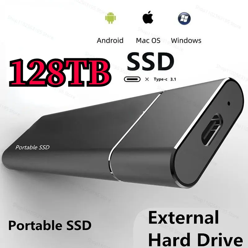 

New High-Speed Hard Disk 2TB 4TB 8TB 16TB 32TB 64TB 128TB SD Mobile External Hard Disk USB 3.1/Type-C Interface Mass Storage