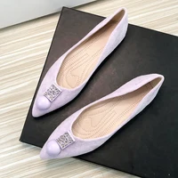 Flats Shoes Women Light Purple Lavender Pointed Toe Size 33-43 Black Flats for Women Dressy Comfort High Quality Flat Shoes Lady