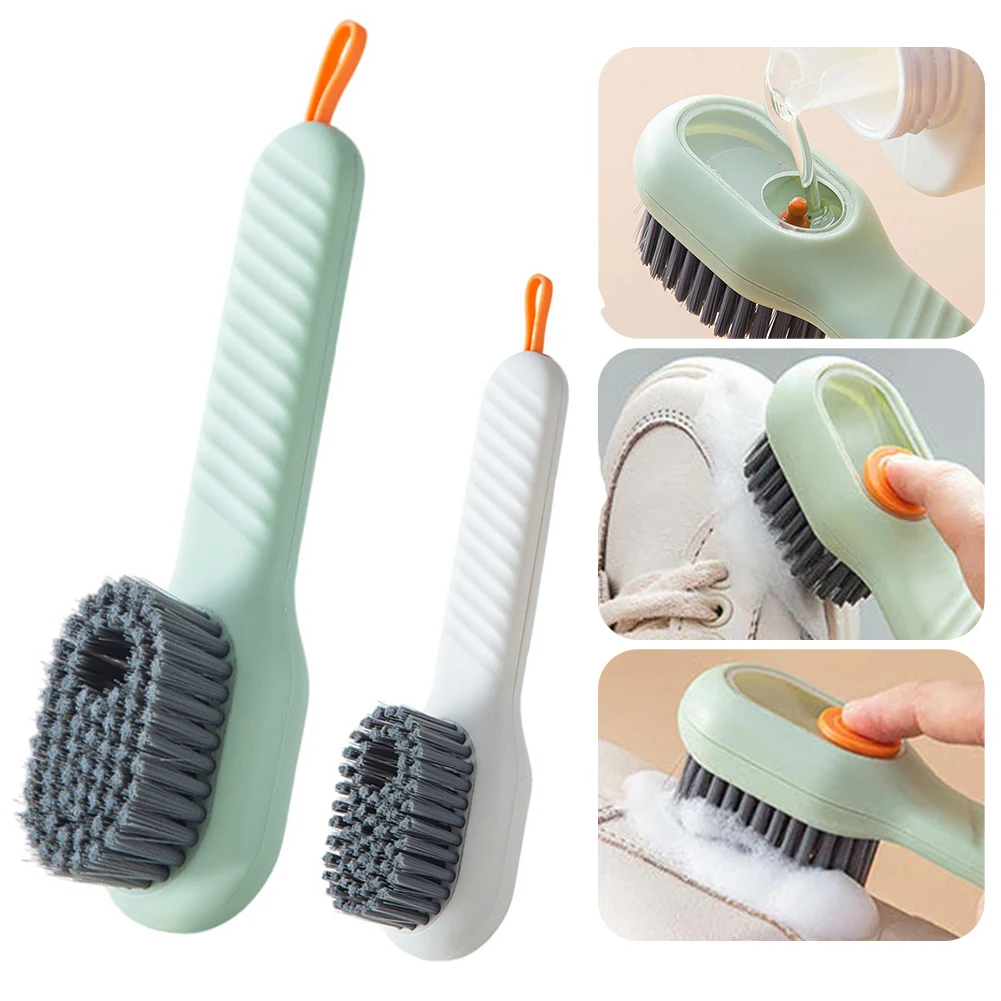 

1pcs Liquid Cleaning Brush Plastic Shoe Brush Long Handle Soft Bristles Clothes Laundry Brush Household Cleaning Tools