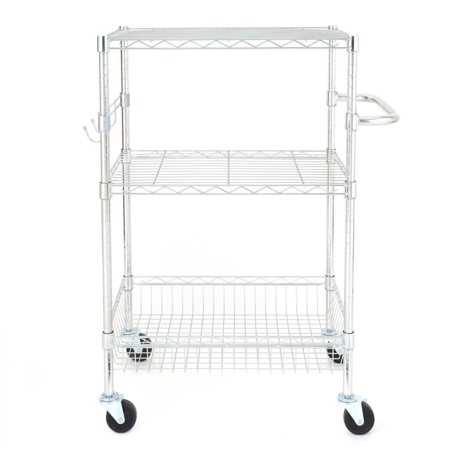 

Hyper Tough 3-Tier Multipurpose Rolling Cart, Chrome Color, 500lbs Load Capacity storage cart