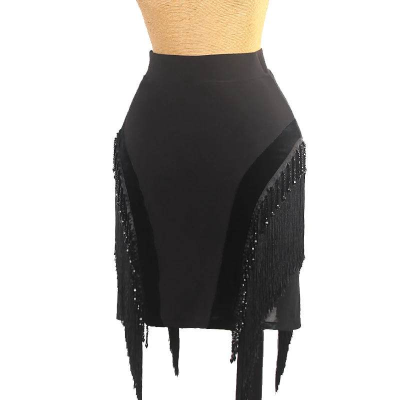 Юбки для латинских танцев женская тренировочная одежда с кисточками взрослых