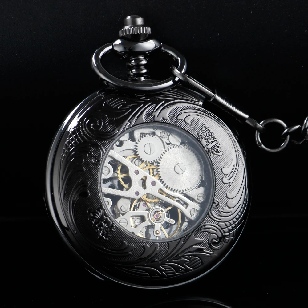 Angel Wings Embossed Hollow Steampunk Mechanical Pocket Watch Retro Gentleman Analog Signal Clock Lady Jewelry Gifts