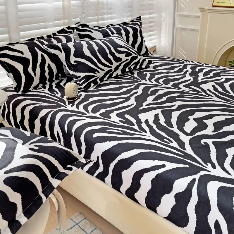 Простыня с принтом зебры экзотическая простыня рисунком и круглым эластичным