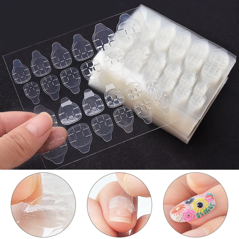 

24pcs/sheet Fake Nail Glue Stickers Double-Side Jelly Gel DIY Tips Extension False Nail Adhesive Tapes Acrylic Manicure Tools