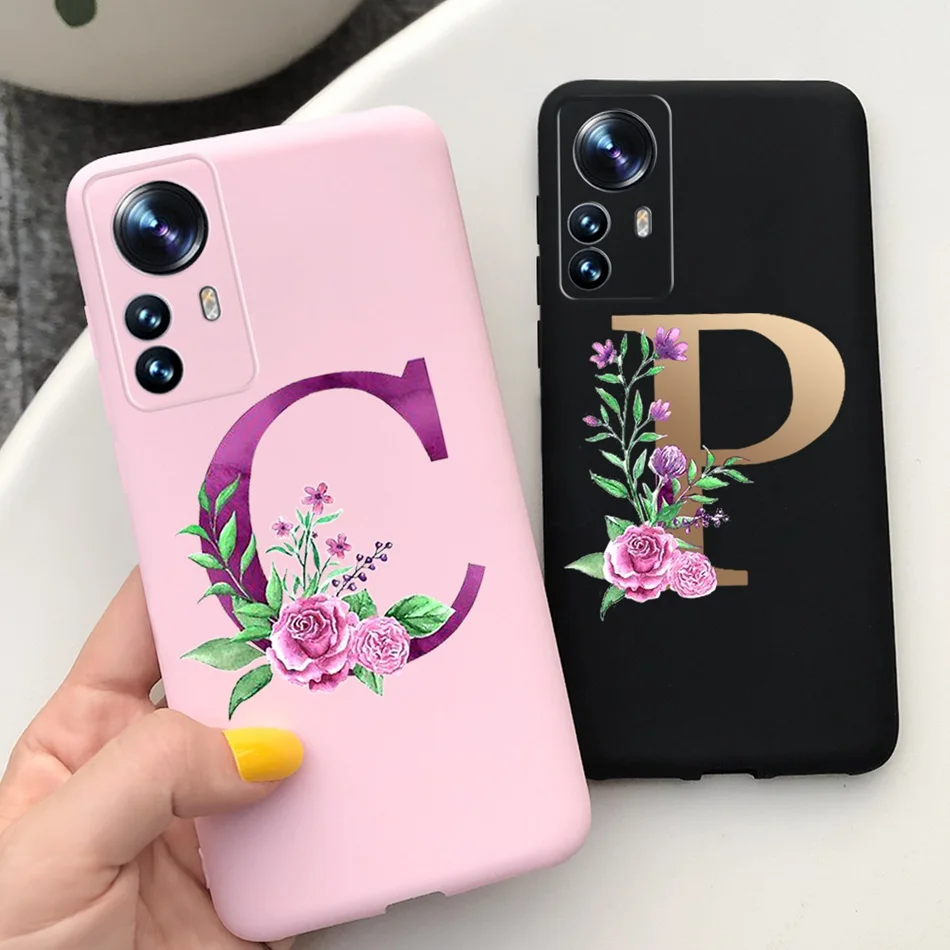 Модный силиконовый чехол с надписью Initial для Xiaomi Mi 12 Pro мягкий из ТПУ цветочным