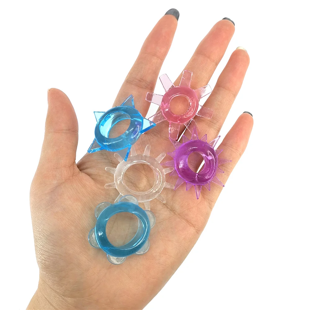 5pcs/set Silicone Cock Ring Delay Premature Ejaculation Condom Set Dick Lock Ring New Sex Tools Shop for Men Party Small Gift