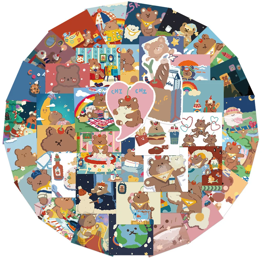 

10/30/50PCS Cartoon Super Cute Bear Graffiti Stickers Luggage Laptop IPad Skateboard Helmet Cup Waterproof Sticker Wholesale