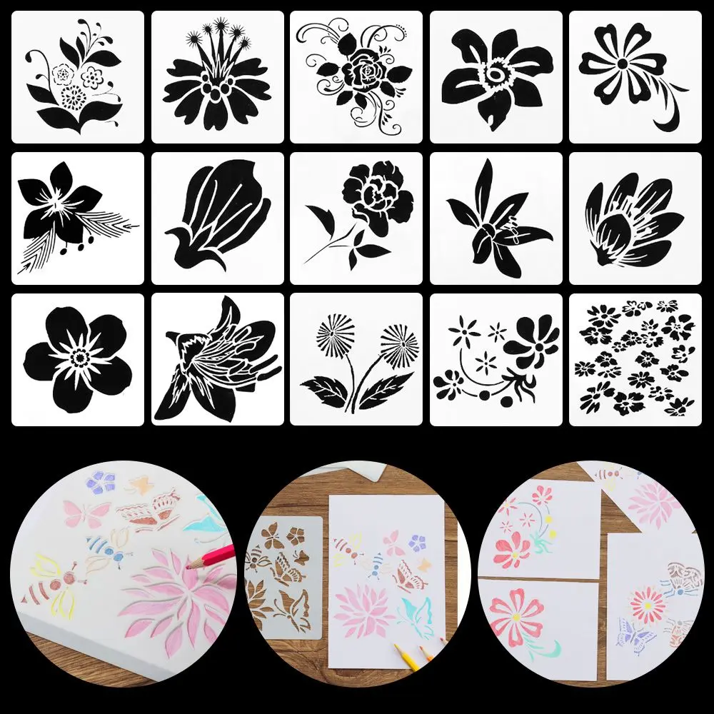 

Album Decorative Reusable Art Wall Home Decor Stencils for Painting Flower Butterfly Stencil Drawing Template DIY