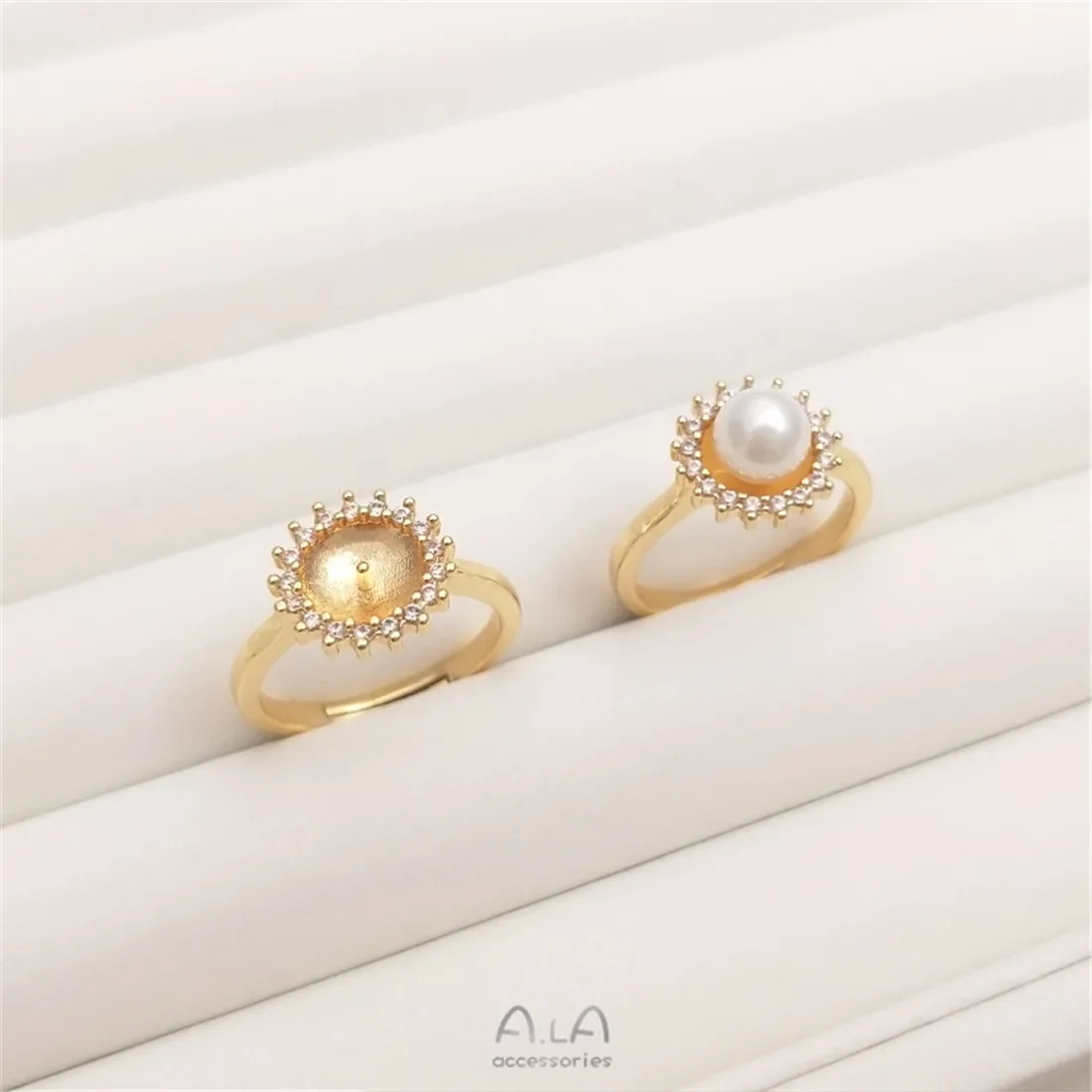 Кольцо с кристаллами и жемчугом завернутое золото 14 карат кольцо рыбьим