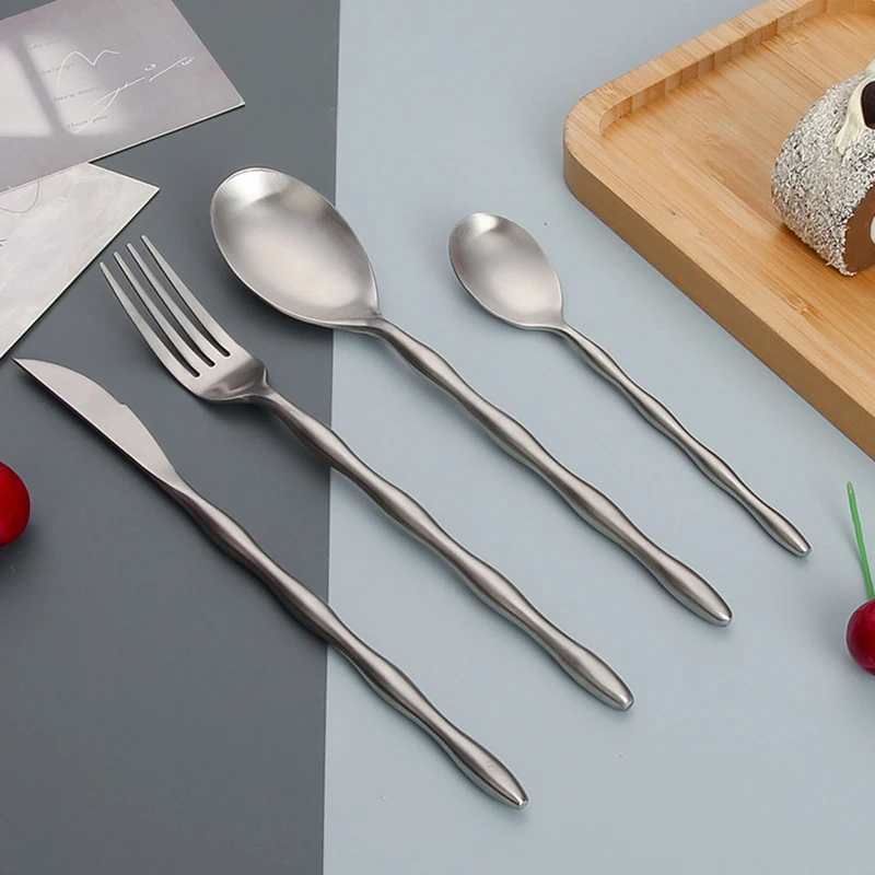 

4pcs Stainless Steel Dinnerware Set Cutlery Spoon Fork Knife Western Cutleri Silverware Flatware Tableware Supplies Gifts
