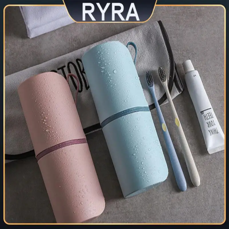 

Портативная чашка для зубной щетки, вместительный бокс для хранения зубной щетки четырех цветов, простой уличный со стеклом и дренажом дожд...