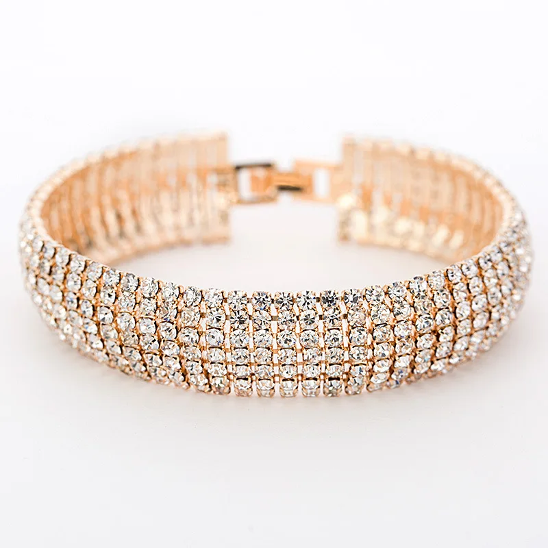 

European and American Jewelry Women's Korean Style Rhinestone Bracelet Crystal Ladies Bracelet Rhinestone Bangle SL086