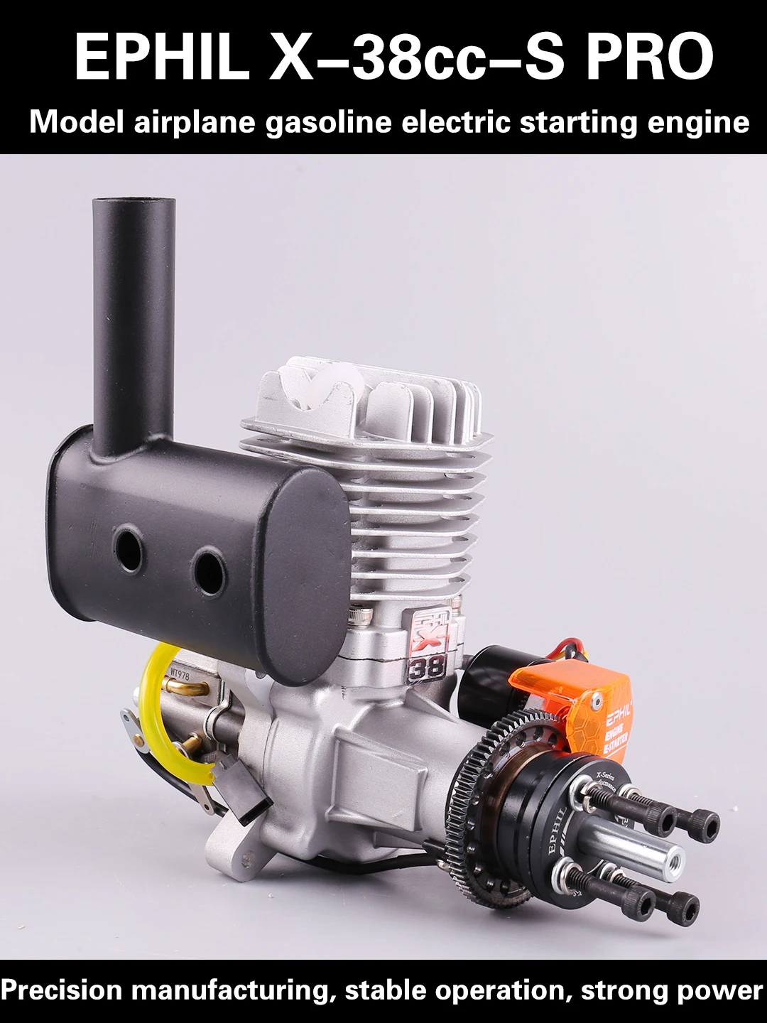 Фото Ephilpower X-38CC-S Pro модель самолета бензиновый двигатель электрический стартер одноцилиндровый двухтактный боковой ряд №1