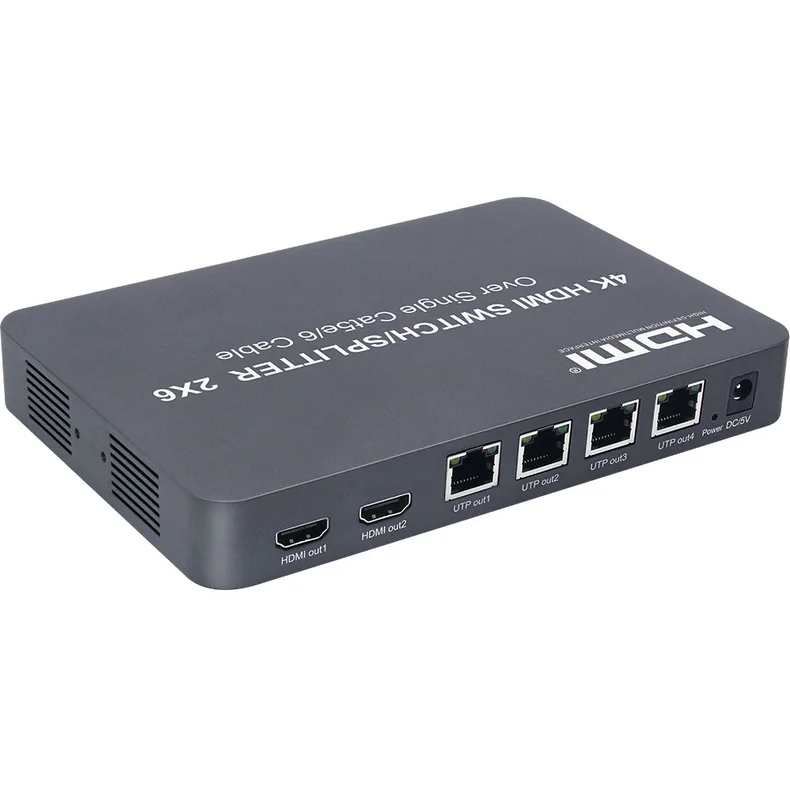 4K 100M 2x6 HDMI Switch Splitter Extender Audio Video Converter 1080P 60FPS 4 Channel Output RJ45 Ethernet CAT6 Cable Extension |