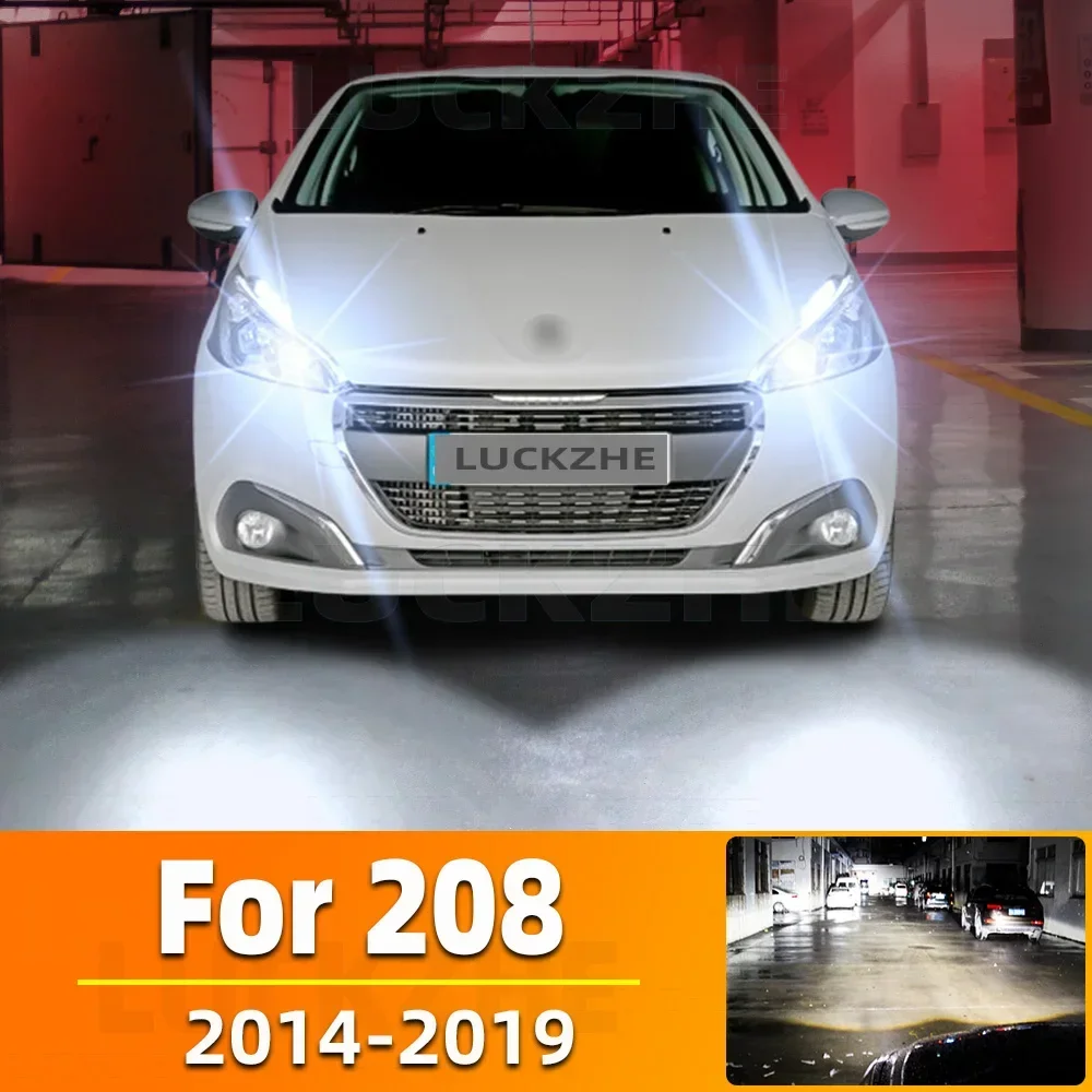 2 шт. для Peugeot 208 2014 2015 2016 2017 2018 2019 автомобильные светодиодные фары дальнего и