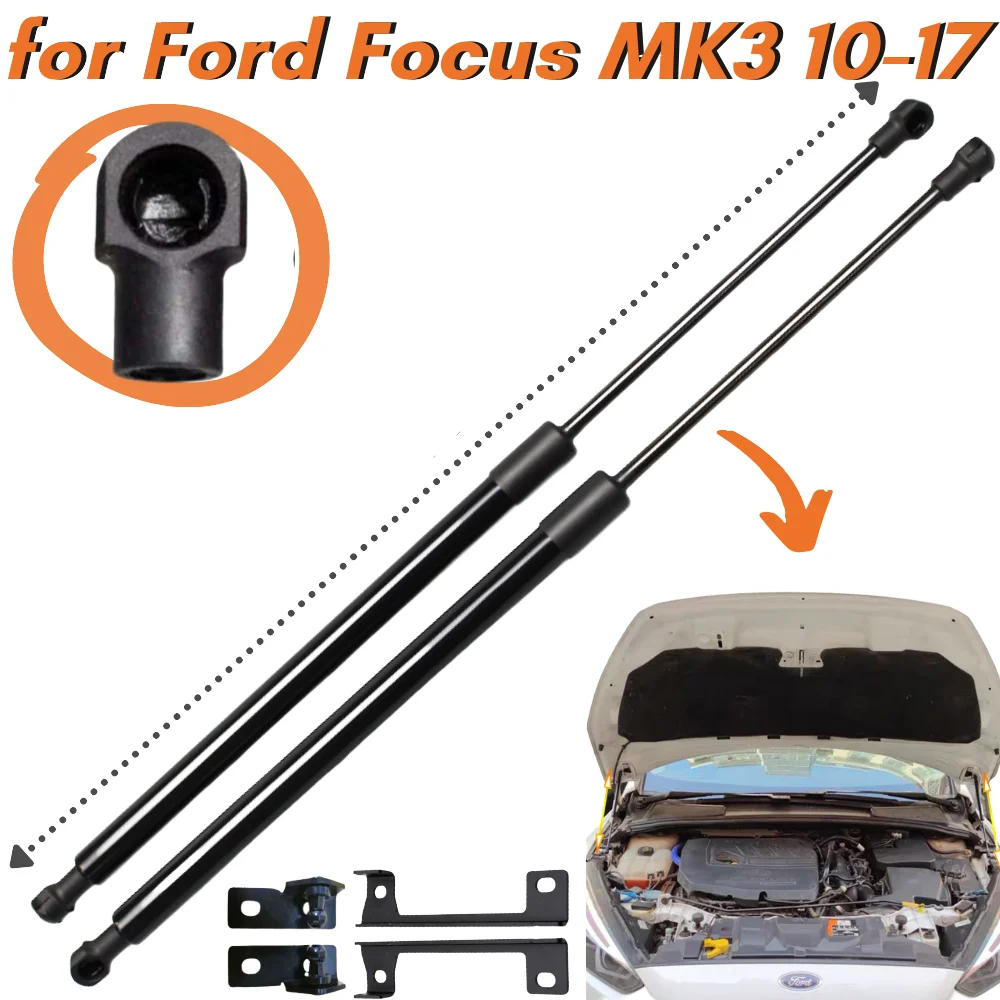 Qty(2) Front Bonnet Hood Modify Gas Struts Springs for Ford Focus MK3 2010-2017 Shock Absorbers Lift Supports Arm Bars Rod