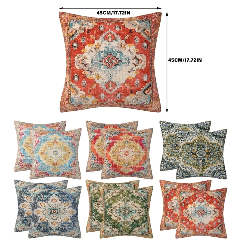 Набор из 2 наволочек с богемным узором 18x18 дюймов мягкая наволочка для