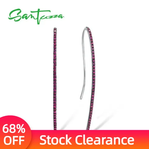 Серьги-подвески SANTUZZA из серебра с рубинами