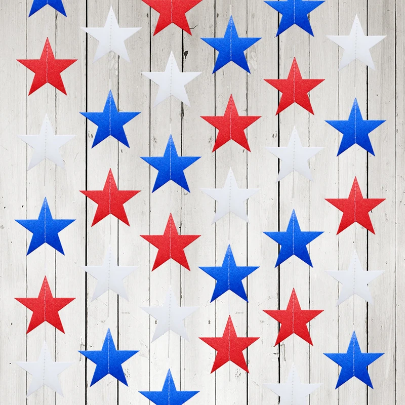 

4m Red White Blue Star Paper Banners American Independence Day USA 4th of July Party Decoration DIY Hanging Bunting Garland Flag