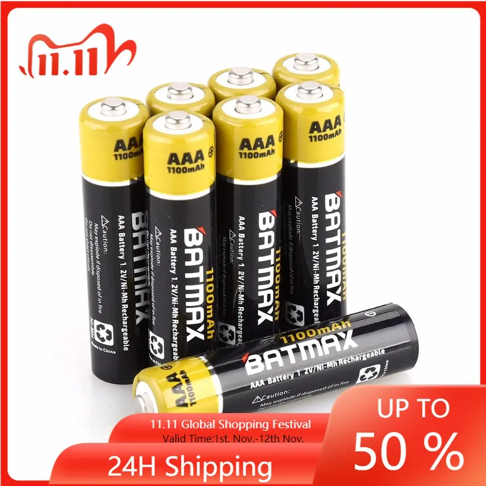 

8Pcs 1100mAh AAA Ni-MH Rechargeable Batteries for AAA Batteries(Case included)