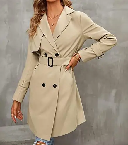 

Women's Jackets 2023 Autumn Winter Long Sleeved Double Breasted Polo Long Trench Coat for Women Fashion Leisure Elegant Outwear