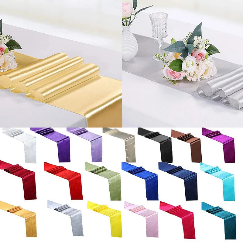 

1pc Multicolor Satin Table Runner Autumn Table Runner For Dining Table Christmas Wedding Decoration Red chemble mariage 30*275cm