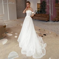 sexy off the shoulder wedding dresses 2022 for women sweetheart a line sweep train bridal gown lace appliques vestido de novia