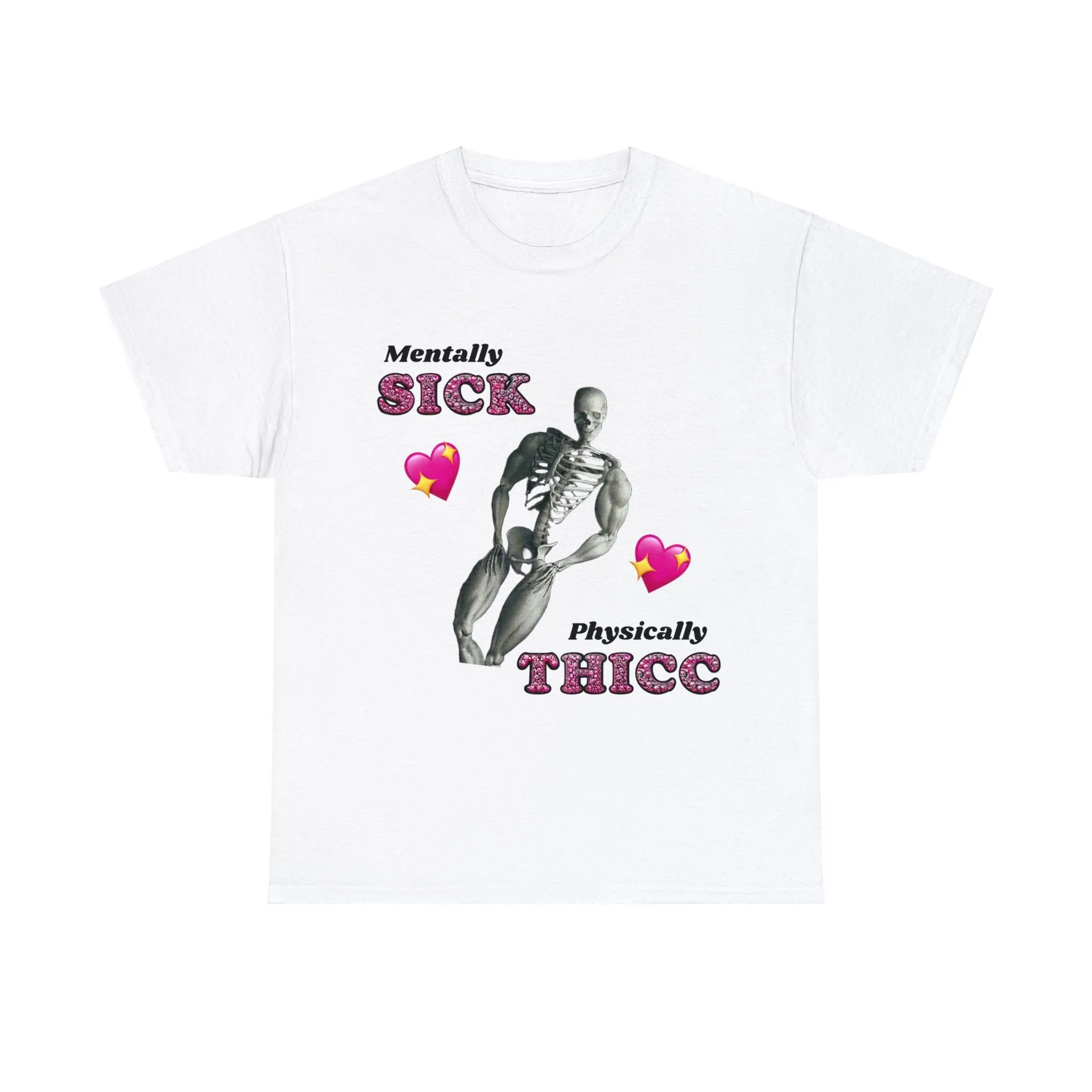 Футболка с мемом ко Дню Святого Валентина Скелет Менталически толстая физически