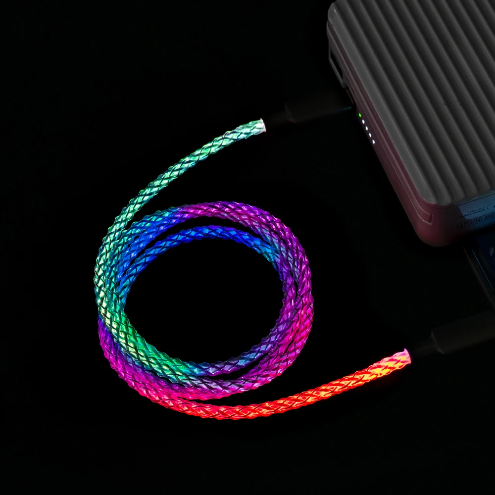 100W RGB Cable for Mac Air iPad Pro Laptop Notebook Quick Charging Streamer Cord for iPhone 13 12 Max Apple 27W Type-C PD Cable