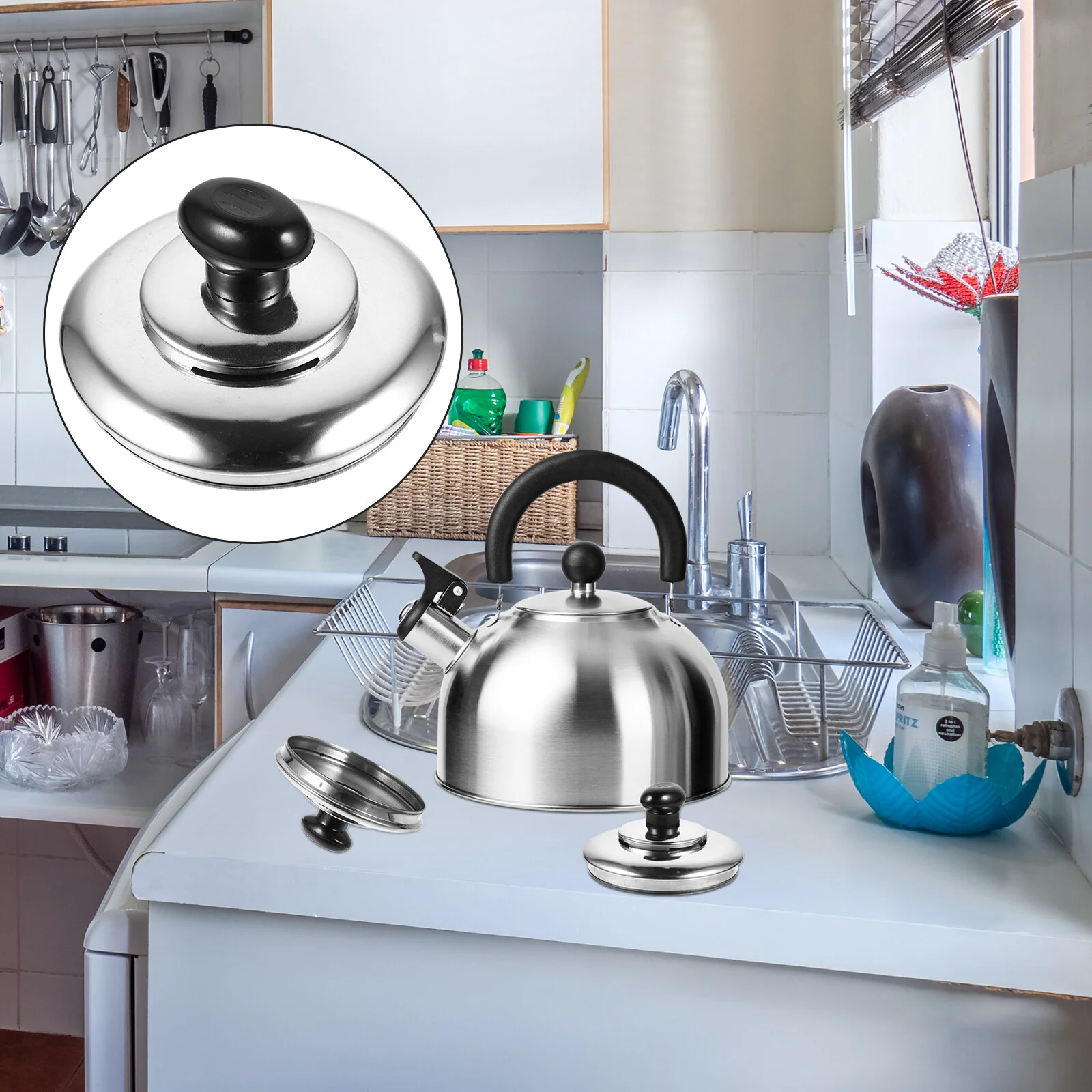 

Pot Lid Heating Water Kettle Cover Gas Stove Knob Covers Teakettle Stainless Steel Teapot Make