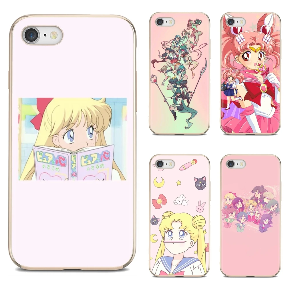 

For iPhone 10 11 12 13 Mini Pro 4S 5S SE 5C 6 6S 7 8 X XR XS Plus Max 2020 Soft Skin Cover Pink Sailor Moon Japanese Anime