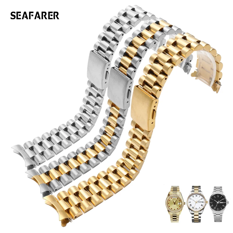 

Браслет из нержавеющей стали для наручных часов Citizen Enicar, изогнутый стальной ремешок с складной пряжкой, 18 мм 20 мм 22 мм